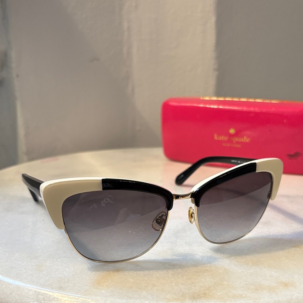 Kate Spade Black and Cream Cat-Eye Sunglasses